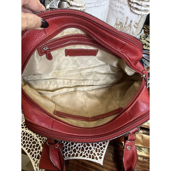 TIGNANELLO SHOULDER SATCHEL TOTE HANDBAG RED PEBBLE LEATHER Purse - Picture 13 of 16